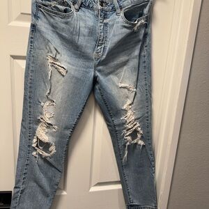 Tobi Light Blue Distressed Ankle Jeans